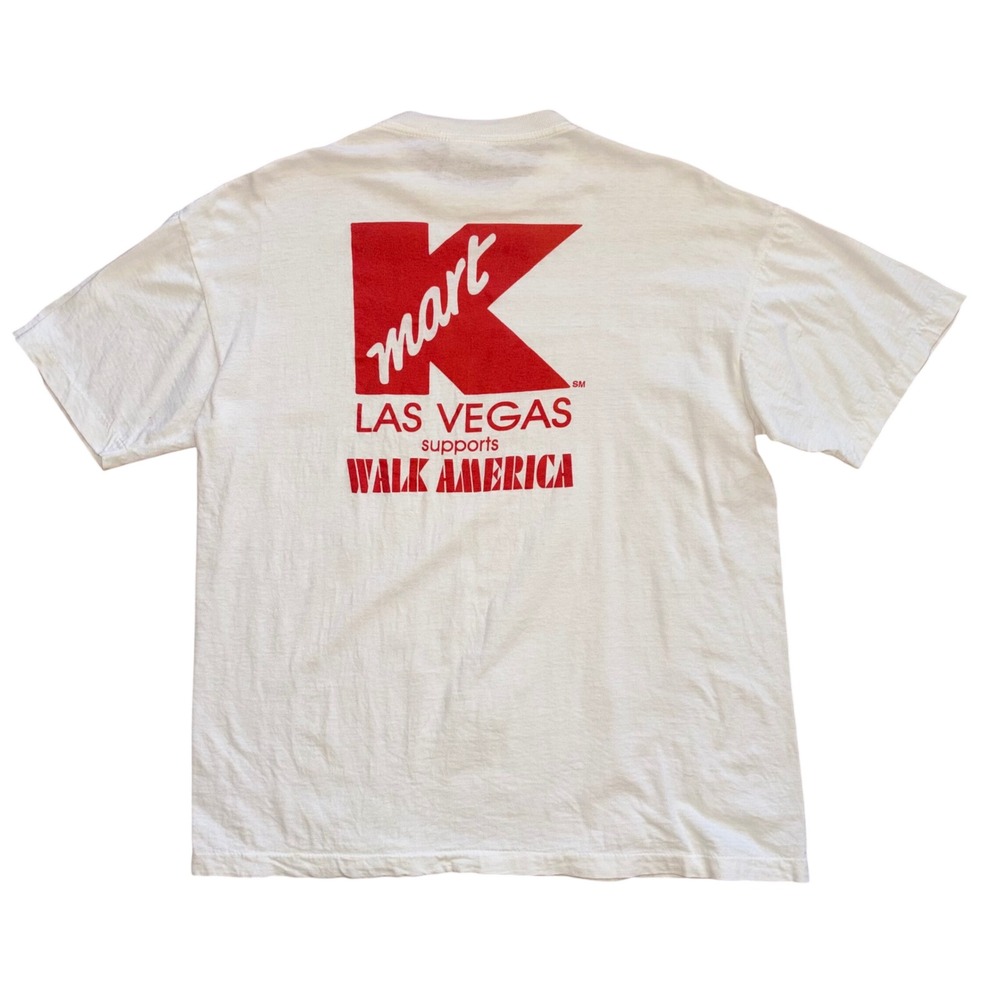Vintage Kmart Las Vegas Walk America T-shirt White XL Corporate Promo Logo Tee